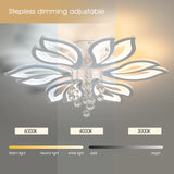 Dimmable Modern Ceiling Light, 56W LED Flower Ceiling Lamp, White Acrylic Flower Light Fixture, 6-Head Flush Mount Chandelier Ceiling with Remote, Ideal for Bedroom Kitchen Dining Room Lighting