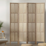 Room Divider Screen 4 Panel Foldable Wooden Divider Jade Brown