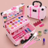 33PCS Kids Makeup Toy Kit, Washable Princess Pretend Play Makeup Beauty Toy Set Real Cosmetic, Safe & Non-Toxic Portable Makeup Box for Girls Over 3 Years Old