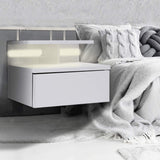 2X Bedside Tables Side Table LED Wall Mounted Cabinet Floating Nightstand