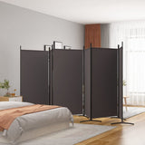 6-Panel Room Divider Living Room Bedroom Partition Privacy Protection Screen Room Separator Folding Dressing Wall Brown Fabric