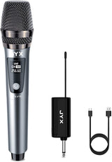 Wireless Microphone, Professional UHF Metal Handheld Dynamic Mic System with Rechargeable Receiver 1/4''(6.35mm) Plug, for Amplifier, PA System, Karaoke Singing, Wedding, Party, Speech, Church