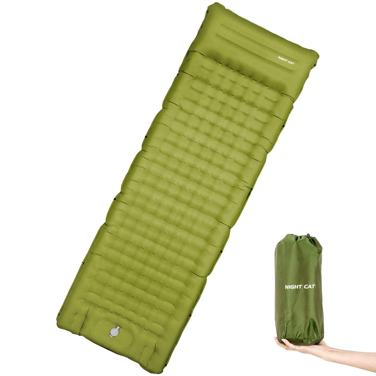 Inflatable Sleeping Pads Mat Bed 10cm Thick Air Mattress with Foot Pump and Pillow for Camping Backpacking Hiking Ultra-Light Compact Comfortable Extendable 4 Seasons