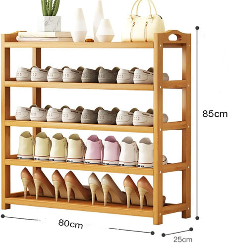 Bamboo Shoe Rack, 5 Tier Shoe Storage Stand Shelf Organizer, Wooden Plant Rack for Entryway, Hallway, Bedroom, Living Room, Bathroom, Corridor