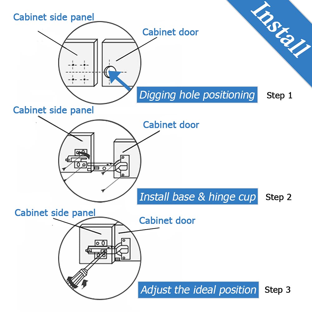 4 Pcs Cabinet Hinge Kitchen Cupboard Hinge Set Stainless Steel Soft Close Furniture Concealed Wardrobe Door Hinges Full Overlay Hinges with Mounting Screws for Home Improvement