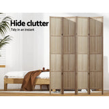 Room Divider Screen 4 Panel Foldable Wooden Divider Jade Brown