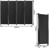 4-Panel Room Divider, Folding Privacy Screen, Portable Fabric Wall Divider and Separator w/Steel Frame, Indoor & Outdoor Freestanding Privacy Protection for Home, Office, Patio (Black)