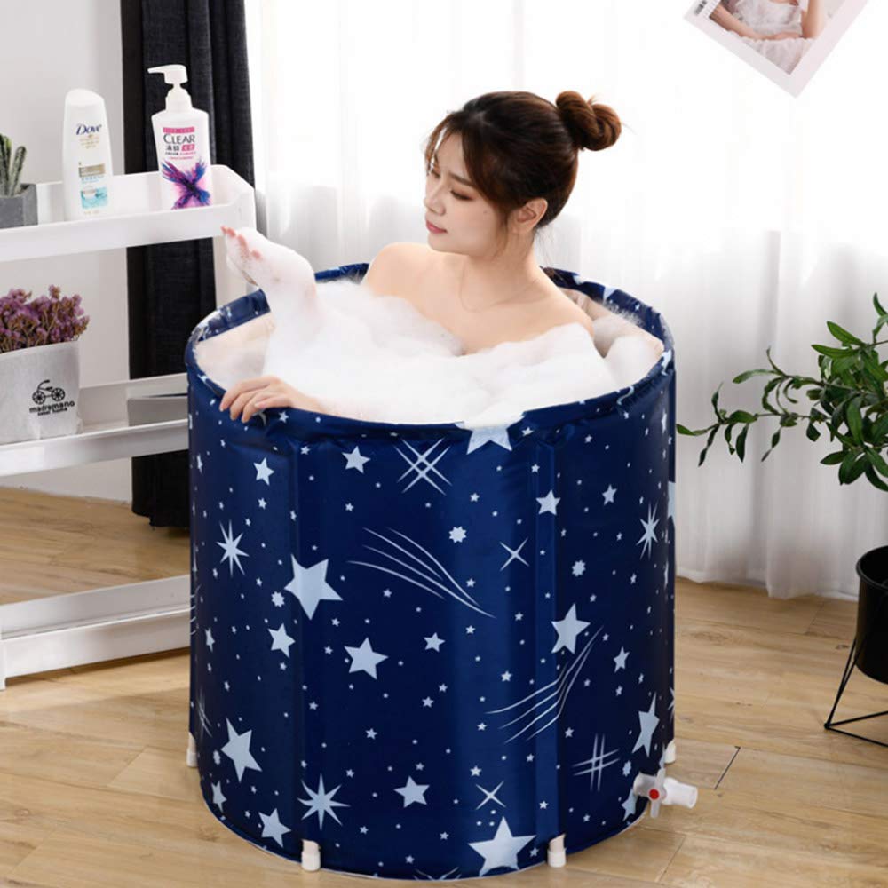 Portable Foldable Bathtub, Free Standing Soaking Bath Tub Plastic Bathing Tub for Shower Stall, Thickening with Thermal Foam to Keep Jungle 65X70cm