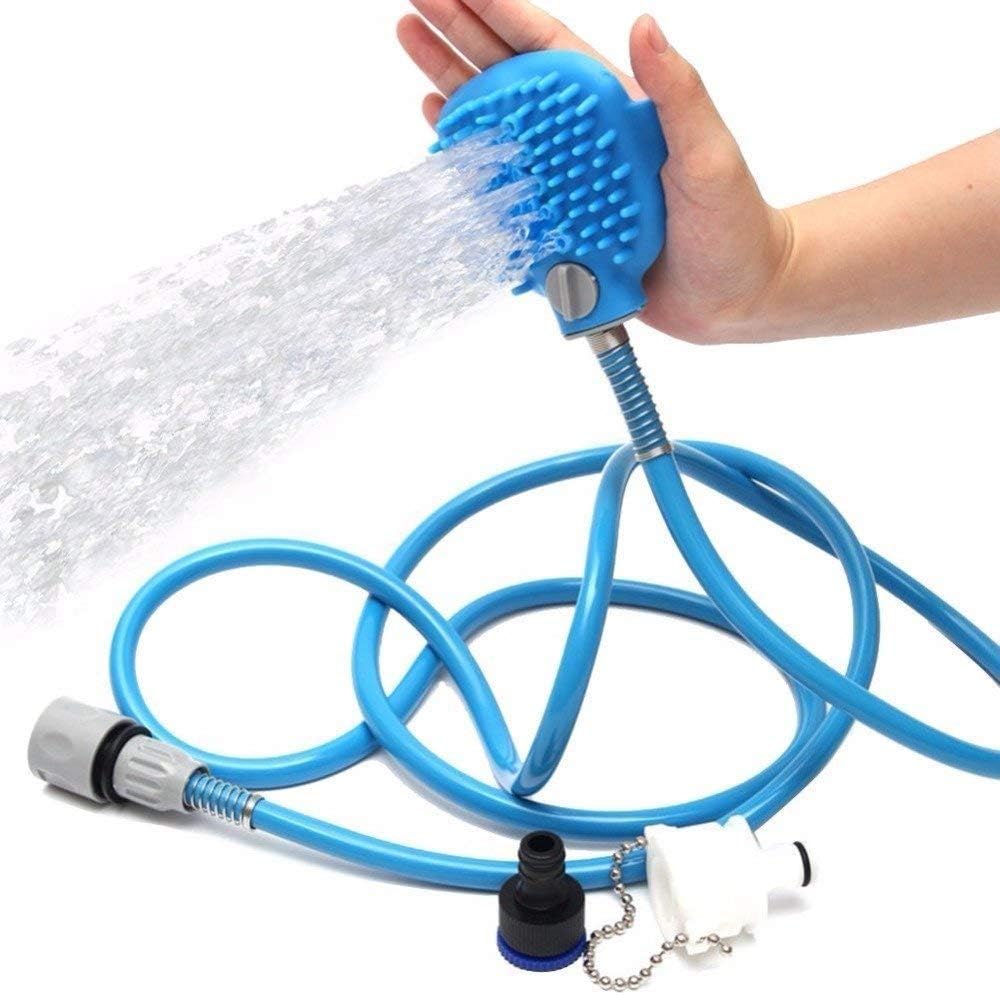 Pet 2-in-1 Brush Bathing Tool Adjustable Bath Glove Dog Cat Horse Cleaning Shower Massager Head Bath Brush Sprinkler Puppy Wash Sprayer Comb Grooming