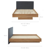 Wooden Floating Bed Frame Walnut Oak King