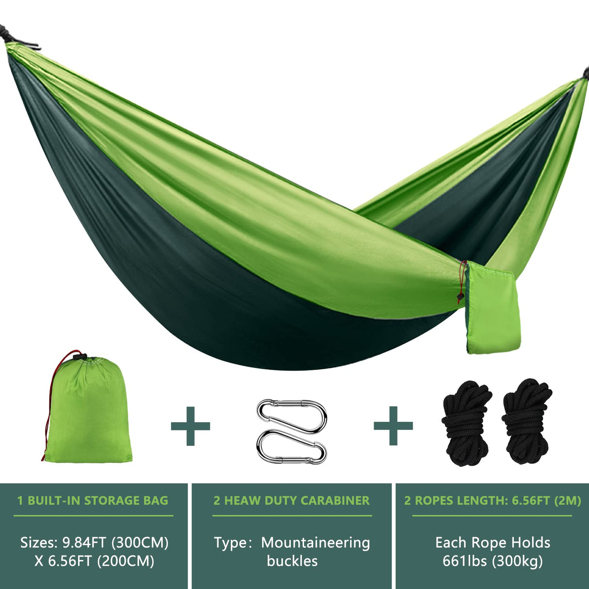 Outdoor Camping Hammock - Double & Single Portable Hammocks for Trees with Adjustable 2 Ropes for Travel, Hiking, Beach, Camping, Backpacking