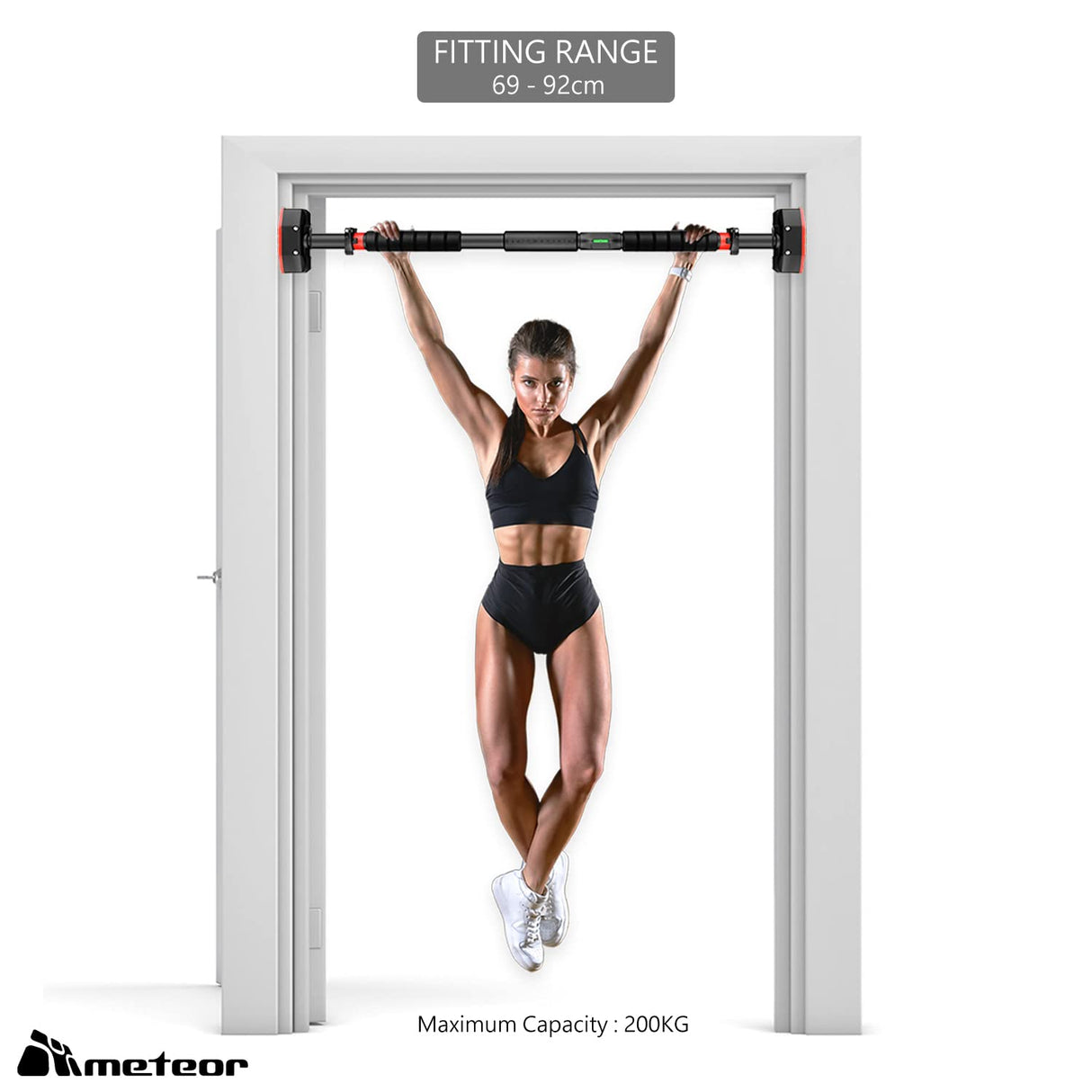 Essential Pull Up Bar - Chin Up Bar, Push Up Bar, Abdominal Training Door Bar, Adjustable Length, 200kg Capacity