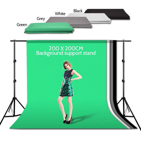 Studio lighting Kit Bi-Color Dimmable 2x 85W Softbox Continuous Lighting Background Support System Black White Green Backdrop Cloth with Stand For Portrait Product Photography Video Shooting