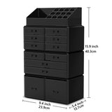 Makeup Cosmetic Organiser Storage Box Case with 12 Drawers (Black)