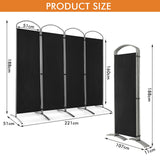 4-Panel Room Divider, Folding Privacy Screen, Portable Polyester Fabric Wall Divider and Separator, Freestanding Privacy Protection for Living Room, Bedroom, Office (Black)