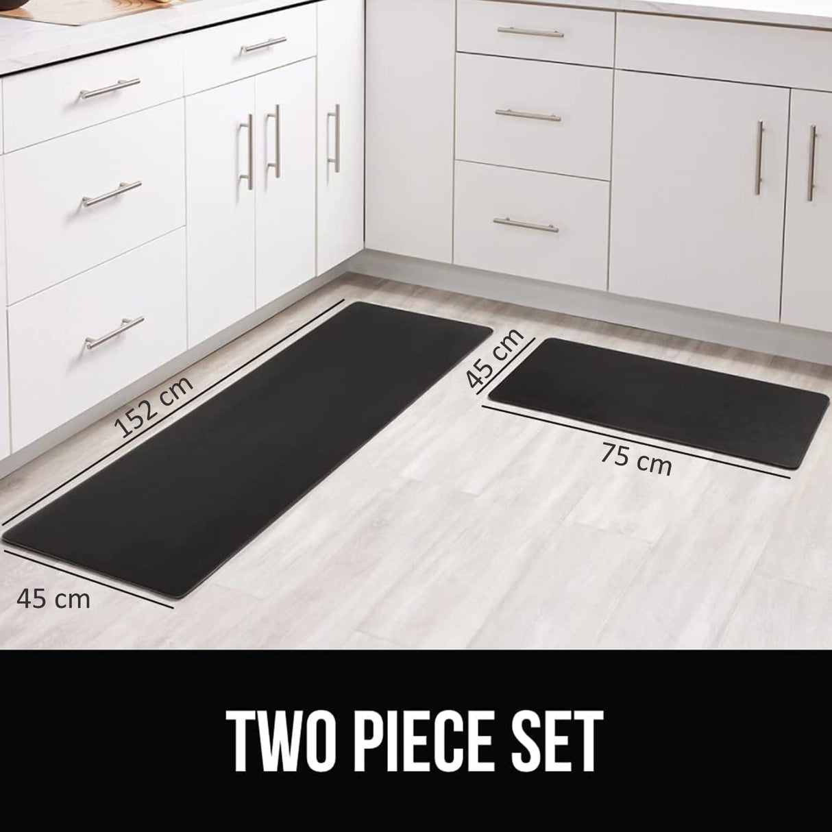 2 Pieces Extra Large Premium Anti Fatigue Mats, Kitchen Mats, Standing Desk Mats, Floor Mats, Durable Non Slip Bottom, Waterproof Ergonomic Comfort Foam Rugs & Mats for Kitchen, Sink, Office, Home