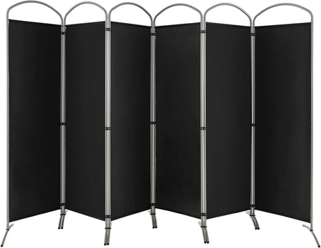 6-Panel Folding Room Divider, Privacy Screen, Portable Polyester Fabric Wall Divider and Separator, Freestanding Privacy Protection for Living Room, Bedroom, Office