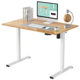 Standing Desk 48 x 24 Inches Height Adjustable Desk Whole-Piece Desktop Electric Stand up Desk Home Office Table for Computer Laptop (White Frame + 48 in Maple Desktop)