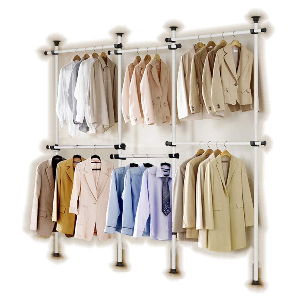 Potable Garment Rack, Height 160-320 cm Width 140-300 cm Adjustable, Grey Close to White Pipe and Black Brackets