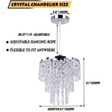 Mini Crystal Chandelier Lighting Bracket Flush Mount Ceiling Light Shade Chrome Lampshade Crystal Pendant Light for Hallway Girls Room Cabinet Dining Room Bathroom E26