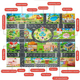 Kids Play Mat-Fun Play mat for Kids Educational Traffic Kids Play Mat-Include 6 Cars Washable,Waterproof PVC Non-Slip Fabric Large mat for Play Area, Playroom and Bedroom(130x100cm)