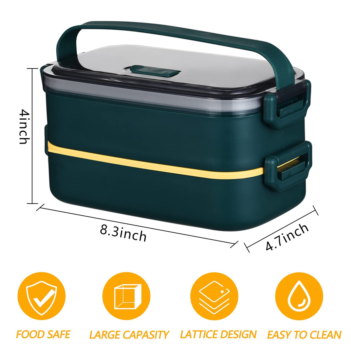 Bento Lunch Box, Stackable Lunch Box Container Cute Lunch Boxes for Kids With Utensils, Leakproof Lunch Containers for Adults, Dishwasher & Microwave Safe Japanese Bento-Food Storage Containers (Green)