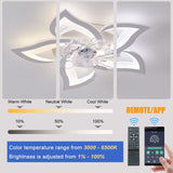 69CM Low Profile Ceiling Fans with Lights and Remote/APP Control,3 Light Color Changes, 6 Wind Speed Modes,Flush Mount Ceiling Fan Light,Modern Ceiling Light with Fan for Bedroom/Study/Office