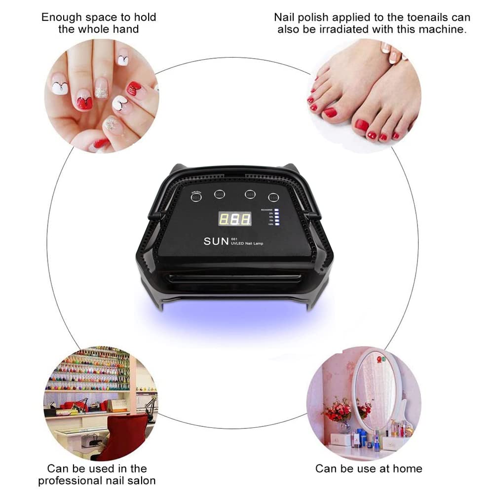 UV Nail Lamp, Professional Portable Rechargeable 72W UV LED Nail Dryer for Gel Polish, Ultra Fast Gel Nail Dryer 36 LED UV Curing Lamp for Resin Curing & Gel Nail Dryer with 4 Timer Setting