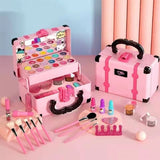 33PCS Kids Makeup Toy Kit, Washable Princess Pretend Play Makeup Beauty Toy Set Real Cosmetic, Safe & Non-Toxic Portable Makeup Box for Girls Over 3 Years Old