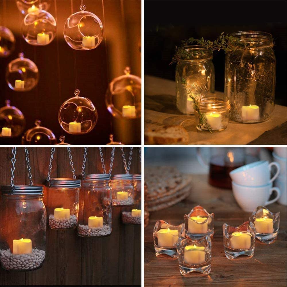 Flameless Tea Lights Candles, Battery Operated LED Votive Candles, Flickering Tealights with Warm Yellow Light Romantic Night for Wedding, Valentine's Day, Halloween, Christmas, Festival Celebration (12 Pack)