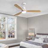 Ceiling Fan 52'' DC Motor with Light LED Remote Control 5 Speed Walnut Wood Blades Reversible for Summer Winter Black