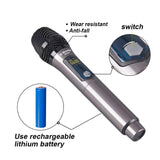 G-MARK X220U UHF rechargeable wireless microphone Recording Karaoke microphone Handheld with lithium battery Receiver