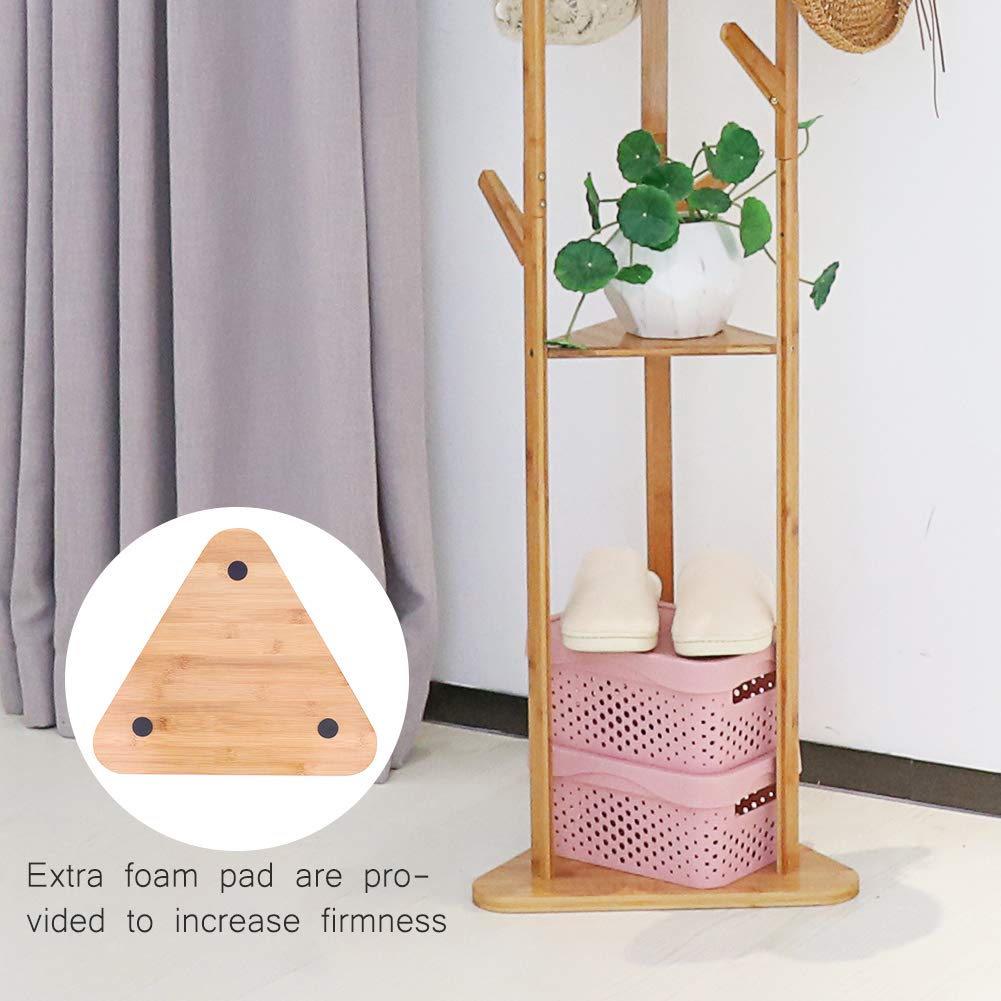 Garment Clothes Coat Rack Stand Wooden Tree Hanger Bag Hat Hook Holder Bamboo