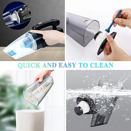 4-in-1 Car Vacuum Cleaner Tire Inflator - Portable High Power Handheld Car Vacuum Cleaner 7000PA/130W/DC 12V with LCD Tire Pressure Display LED Light Wet/Dry Air Compressor