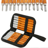 12Pcs Wood Carving Set, SK5 Carbon Steel Sculpting Knife Kit for Beginners & Professions Wood Carving Tool with Whetstone and Storage Bag