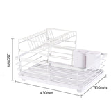 QYINXIU Dish Drying Rack, 2 Tier Dish Drying Rack Set, Dish Rack, 360 Degree Rotating Drainer, Rustproof Cutlery Rack for Kitchen Countertop with Draining Board, Cup Holder, Cutlery Rack-White