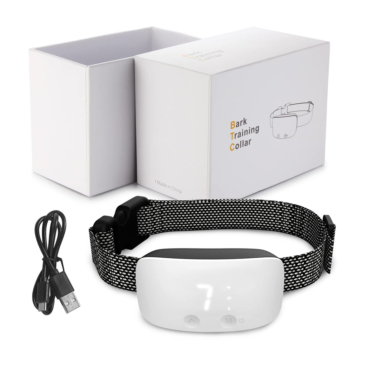 Dog bark Collar Non Shock,ultrasonic Vibration bark Control, Dog Behaviour and Training Collar, USB Rechargeable Train Collar, Humane and Pain Free, for Small Medium Large Dogs (White)