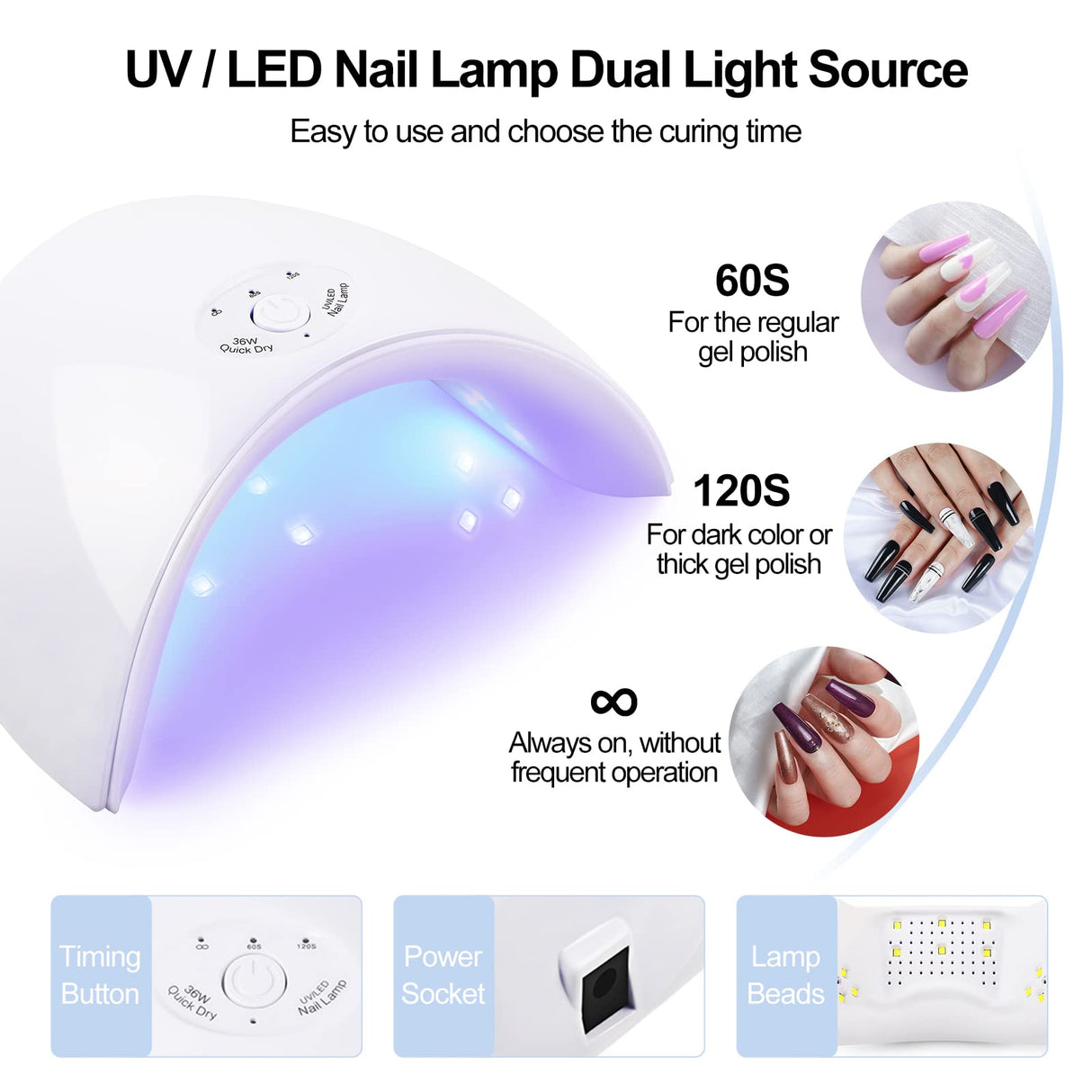 38 Colors Gel Nail Polish Kit with UV Light,36W LED+UV Nail Lamp Curing Gel Polish Set with Popular Gel Nail Polish Base Top Coat Gel Nail Set DIY at Home,Nail Manicure Tools for Nail Design