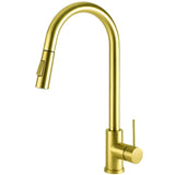 2 Mode Pull Out Kitchen Tap Laundry Sink Mixer Swivel Gooseneck Faucet (Brushed Gold)