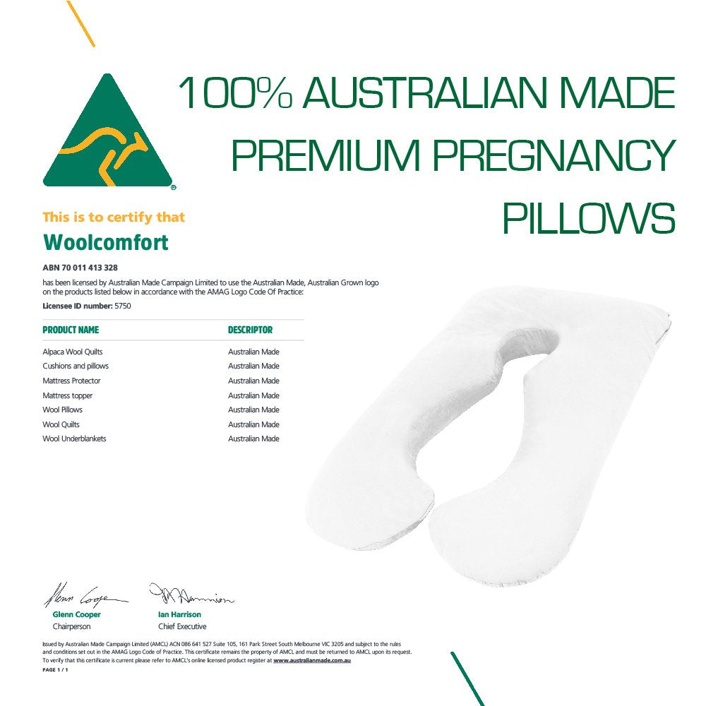 Australian Made Pregnancy/Maternity/Nursing Pillow Body Feeding Support (Pillowcase Included) (White)