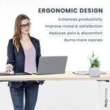 Electric Motor Height Adjustable Standing Desk, 110 x 60 cm, Ergonomic Stand Up Desk, Adjustable Computer Sit Stand Desk Stand (White + Lightbrown, 43 Inch)