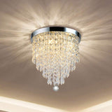 Mini Crystal Ceiling Light, 4-Light LED Crystal Chandelier Light Fixture, H 31CM x W 30CM Flush Mount Crystal Ceiling Lamp for Bedroom, Hallway, Kitchen, Living Room (Bulbs Not Included)