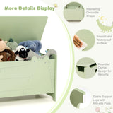 Kids Toy Box Wooden Chest Storage Cabinet Container, Indoor Children Clothes Organiser for Girls Boys, Green, 60 x 33 x 37.5cm