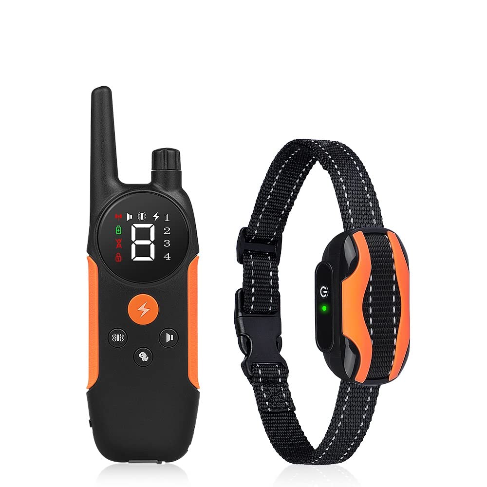 Dog Training Collar Electric With Remote, Safe Shock/Vibration/Beep Stimulus, Large 500mha Rechargeable Battery and Waterproof, 600 Meters Long Distance Remote Control