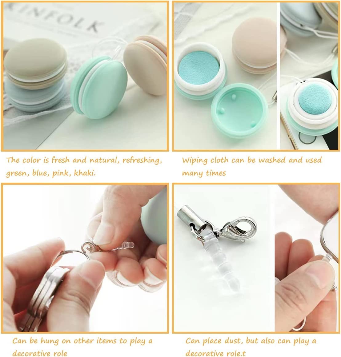 Mobile Phone Screen Wipe Mobile Phone Screen Wipe Pendant,Mobile Phone Screen Cleaning Ball,Phone Screen Cleaning Wipe Ball,4Pcs Mobile Phone Screen Wipe Pendant with Keychain