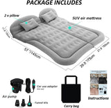 SUV Air Mattress Camping Bed Cushion Pillow - Inflatable Thickened Car Air Bed with Electric Air Pump Flocking Surface Portable Sleeping Pad for Travel Camping Upgraded Version (Gray)