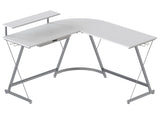 Gaming L-Shaped Computer Desk with Monitor Stand, White