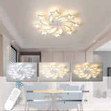 Modern Flush Mount Ceiling Light 86W Dimmable Led Bedroom Ceiling Lighting Fixture, 8-Head Acrylic White Chandeliers Ceiling for Living Room, Kids Room, Bedroom