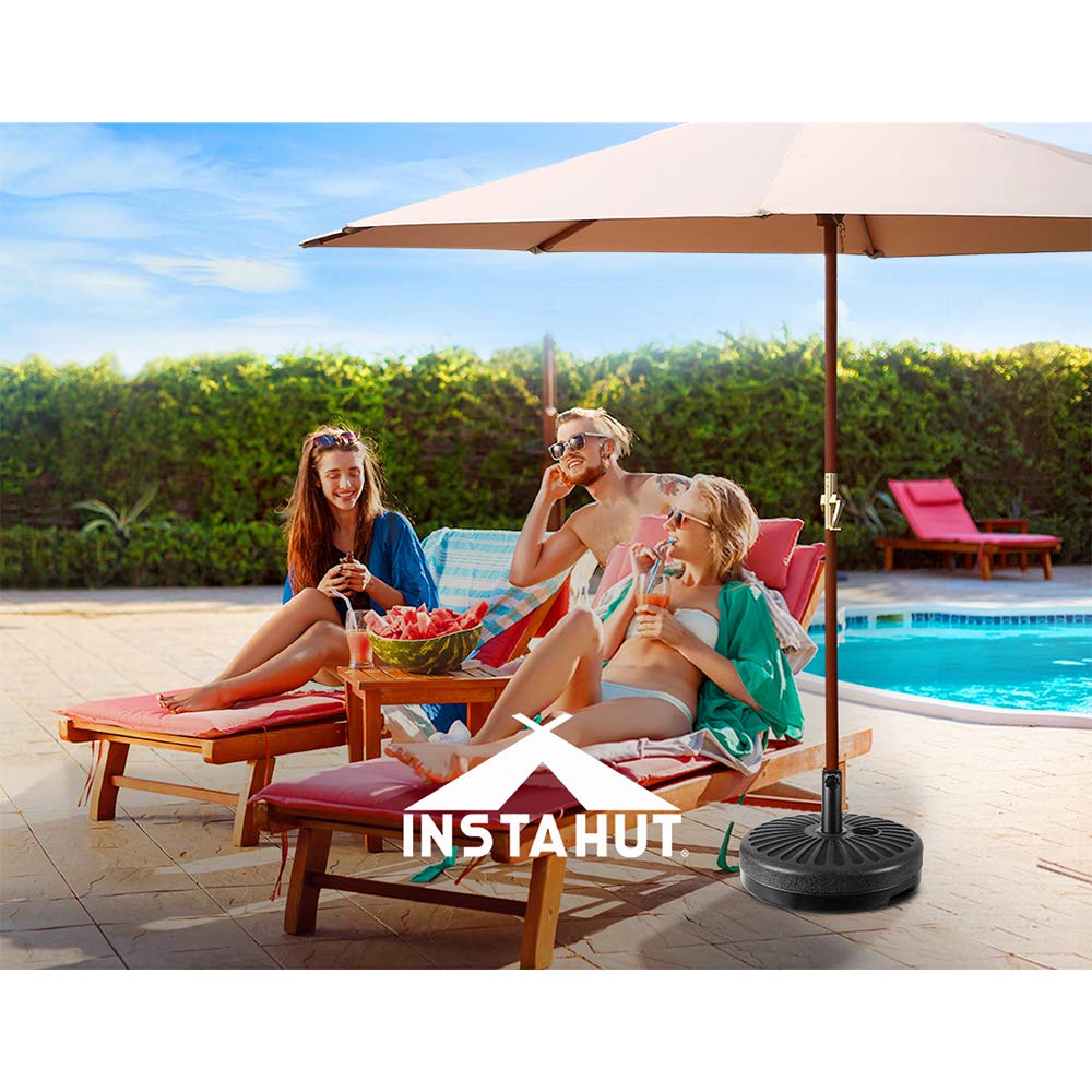 Outdoor Umbrella Base Black Pod Pole Stand Holder, Garden Beach Patio Offset Sun Home, 23kg Capacity Filled with Sand or Water 51x12cm