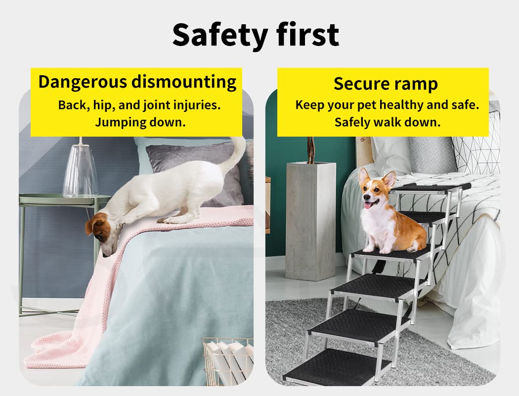 Folding Dog Ramp for SUV Truck Pet Safety Stairs Portable Non-Slip Ladder